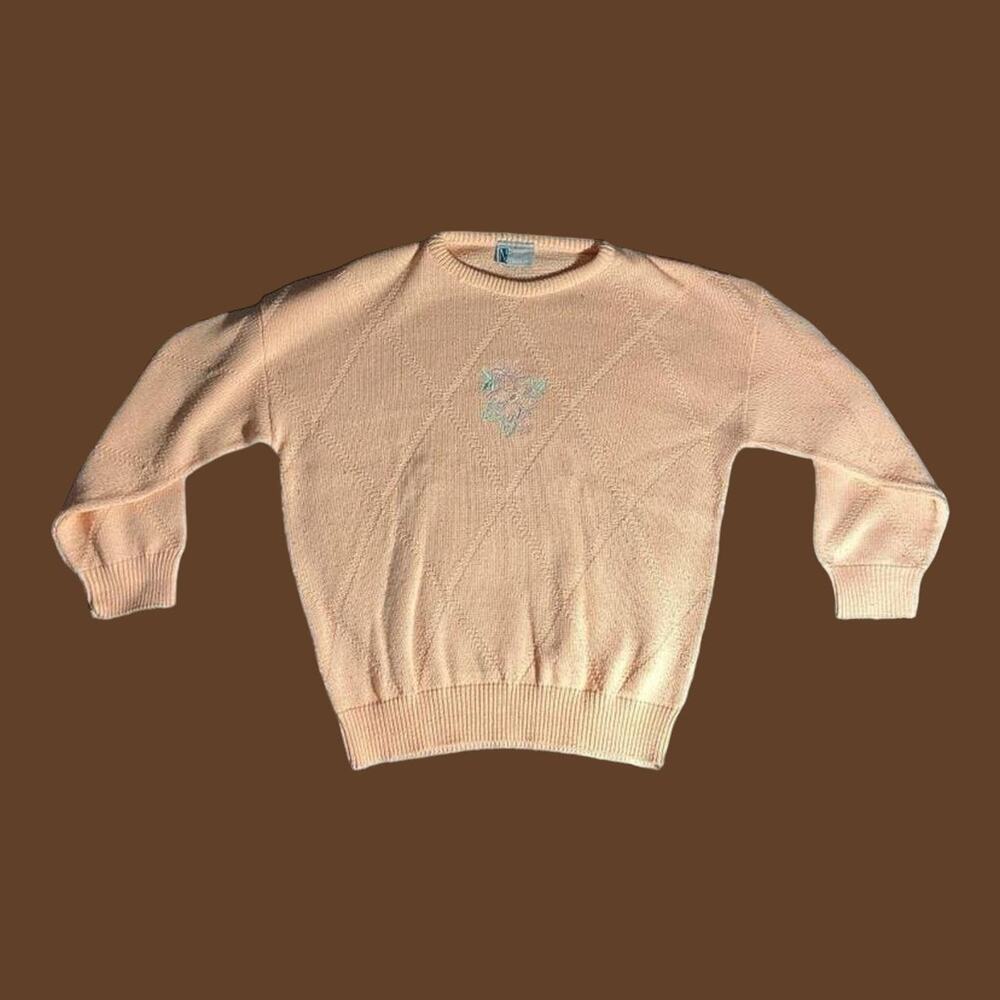 Vintage needles up embroidered flower sweater